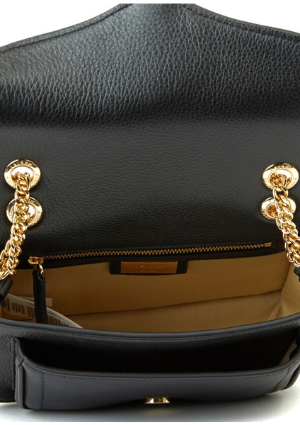 Siyah Logo Detaylı Kadın Deri Omuz Çantası indirimleri