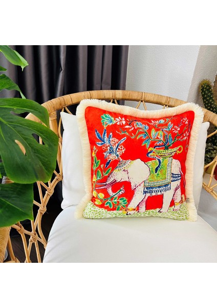 Dekoratif Fil Desenli Kadife Kırlent Kılıfı 45 cm x 45 cm fiyatları