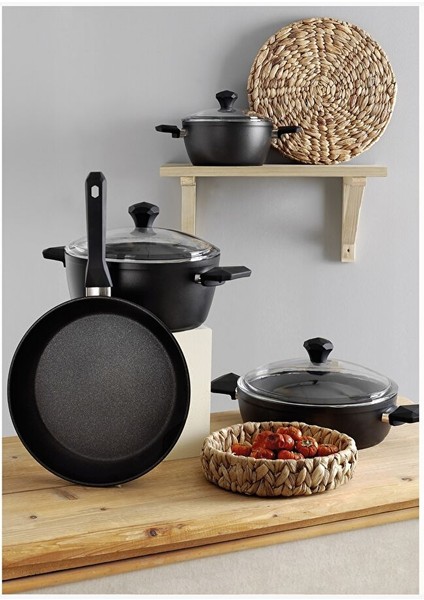 Diamond Cook 7 Parça Tencere Seti Siyah