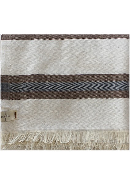 Azul Keten Pamuk Çizgili Peştemal