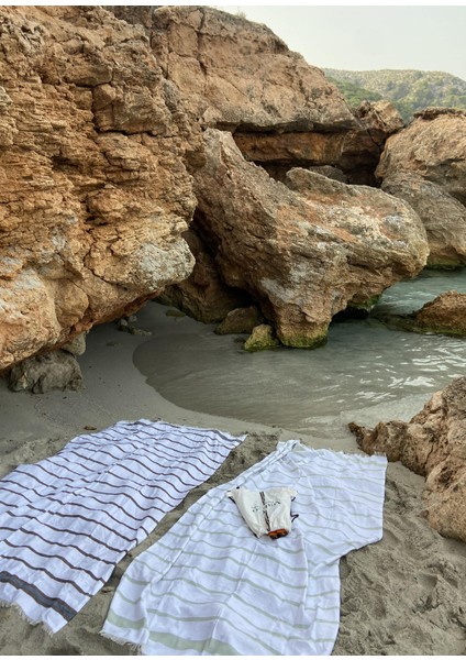 Azul Keten Pamuk Çizgili Peştemal fiyatları