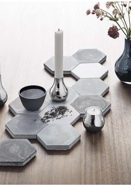 Cafu Silver Geometrik Formlu 2li Mumluk