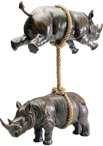 Deco Figurine Artistic Rhino Kahve Reçine Çelik Dekoratif Obje 46 cm fiyatları
