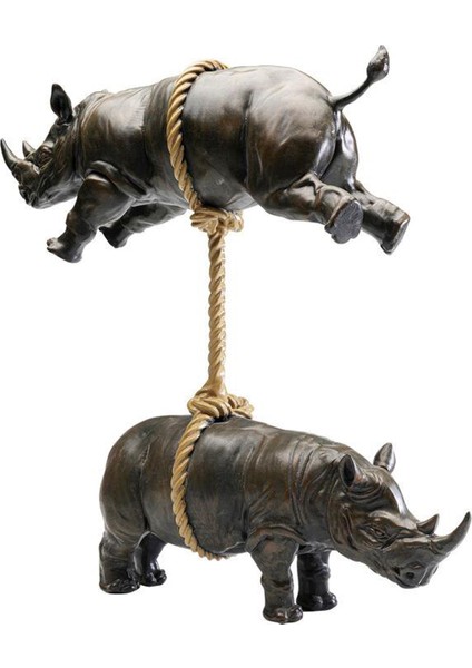 Deco Figurine Artistic Rhino Kahve Reçine Çelik Dekoratif Obje 46 cm fırsatları