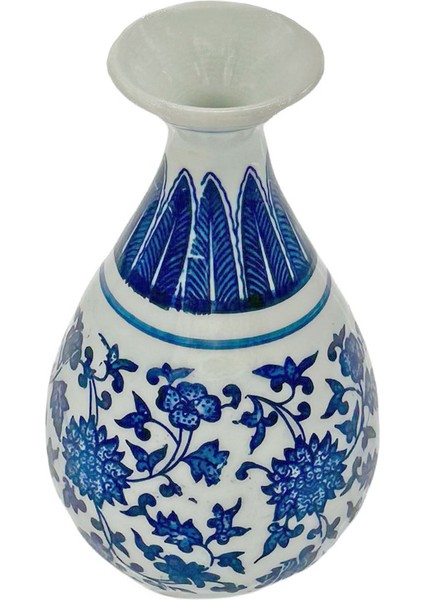 Bleu Blanc Mavi Porselen Mini Vazo