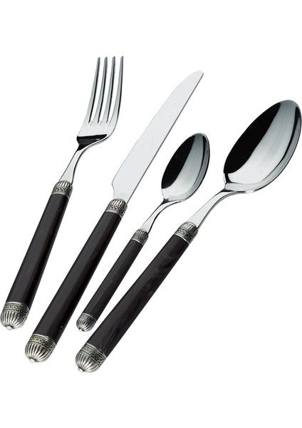 Dorico Parlak Siyah Çelik 24 Parça 6 Kişilik Çatal Kaşık Bıçak Seti fiyatları