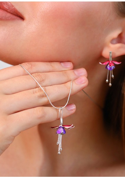 Fuşya 925 Ayar Gümüş Kadın Kolye modelleri