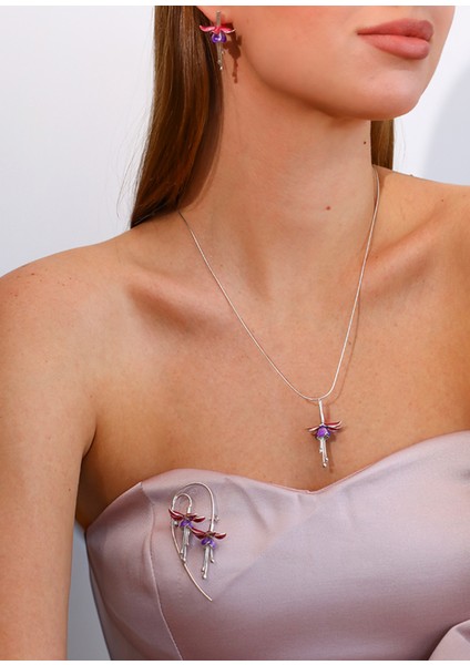 Fuşya 925 Ayar Gümüş Kadın Kolye fırsatları