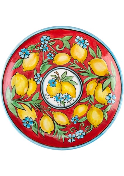 Amalfi Coast Collection El Yapımı Seramik Kırmızı Yemek Tabağı 30 cm