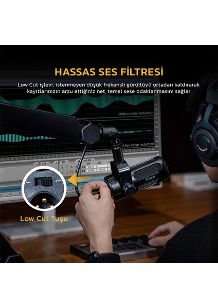 Tank1 Dinamik Xlr Podcast Kayıt Yayıncı Mikrofonu