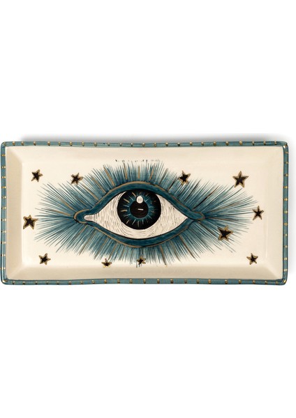 Inner Eye Colection Mavi Gözlü Seramik Dikdörtgen Tepsi