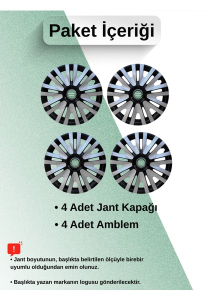 Chevrolet Spark Hb 15 Inç Jant Kapağı Çift Renk (Amblemli 4-Adet Kapak) 308 fiyatları
