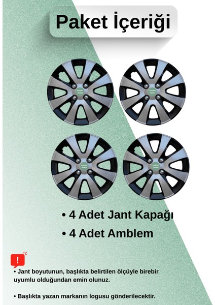 Chevrolet Spark Hb 15 Inç Jant Kapağı Çift Renk (Amblemli 4-Adet Kapak) 301 fiyatları