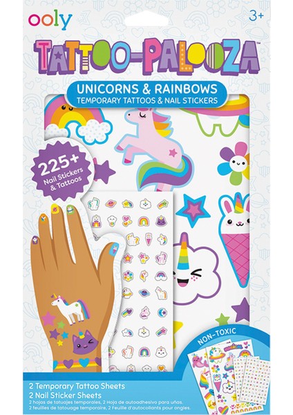 Unicorns & Rainbows Tattoo Palooza Geçiçi Dövme ve Tırnak Sticker Seti