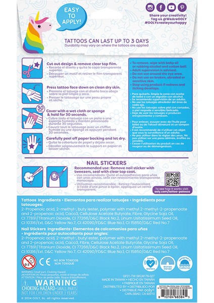 Unicorns & Rainbows Tattoo Palooza Geçiçi Dövme ve Tırnak Sticker Seti fiyatları