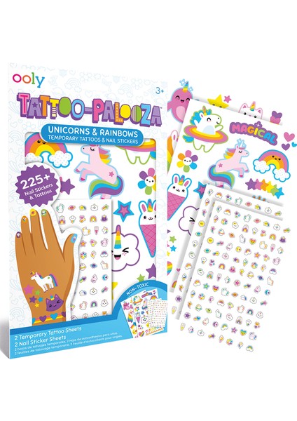 Unicorns & Rainbows Tattoo Palooza Geçiçi Dövme ve Tırnak Sticker Seti fırsatları