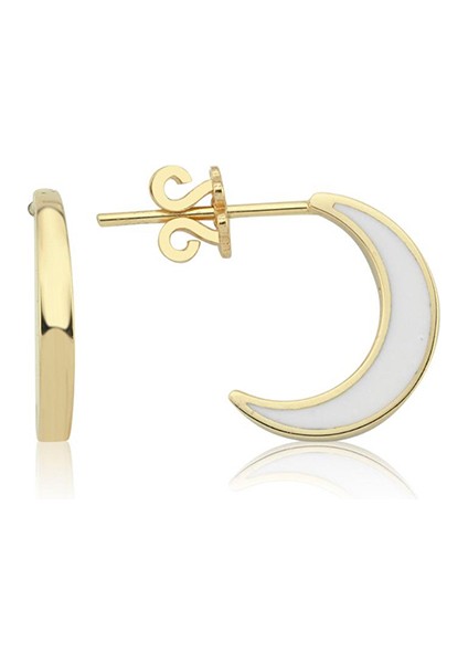 Moon Mineli 14 Ayar Altın Kadın Küpe