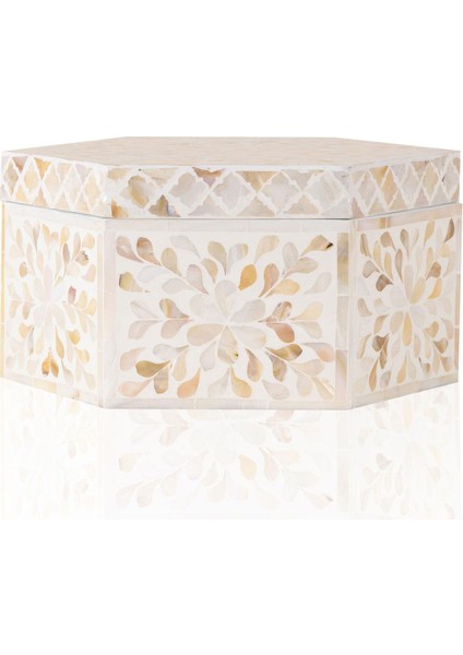 Sedef Seramik Altıgen Dekoratif Kutu 24 x 21 cm