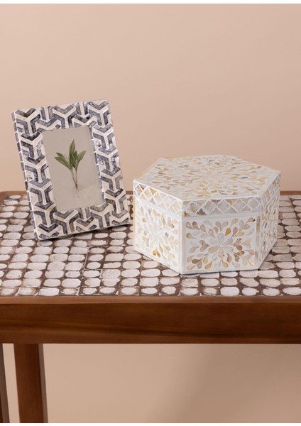 Sedef Seramik Altıgen Dekoratif Kutu 24 x 21 cm fiyatları