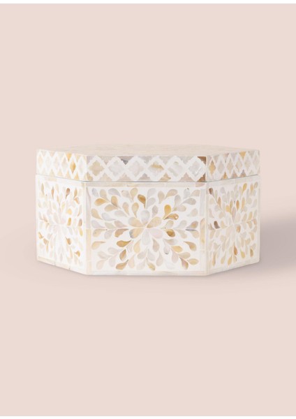 Sedef Seramik Altıgen Dekoratif Kutu 24 x 21 cm