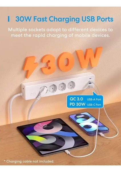Matter Destekli 2typec + 2usb Akıllı 4'lü Priz 30W modelleri