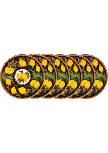 Amalfi Coast Collection Golden Fall Koyu Kahve Seramik 6'lı Tabak Seti