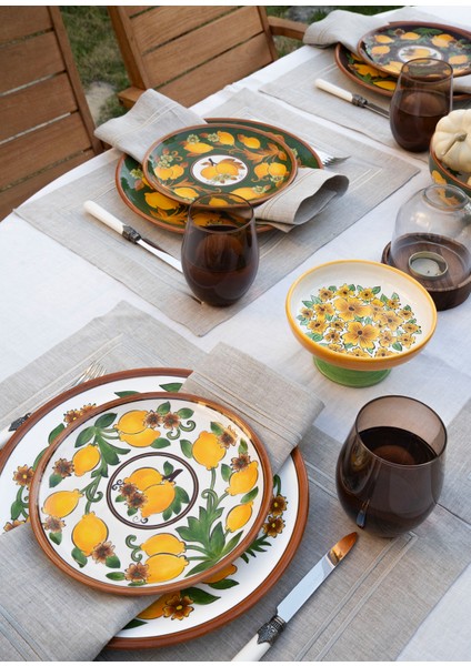 Amalfi Coast Collection Golden Fall Koyu Kahve Seramik 6'lı Tabak Seti modelleri