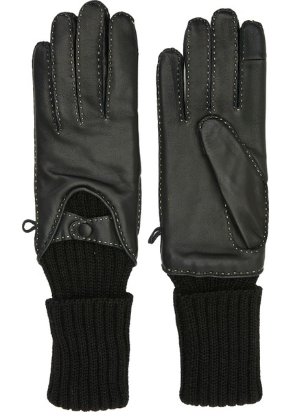 Tamary Siyah Kadın Deri Eldiven