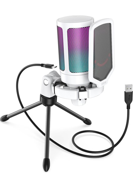 Ampligame A6VW Rgb USB Beyaz Mikrofon
