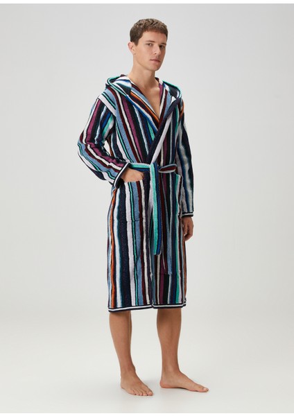 Chandler Kapüşonlu Çizgili Bornoz fırsatları