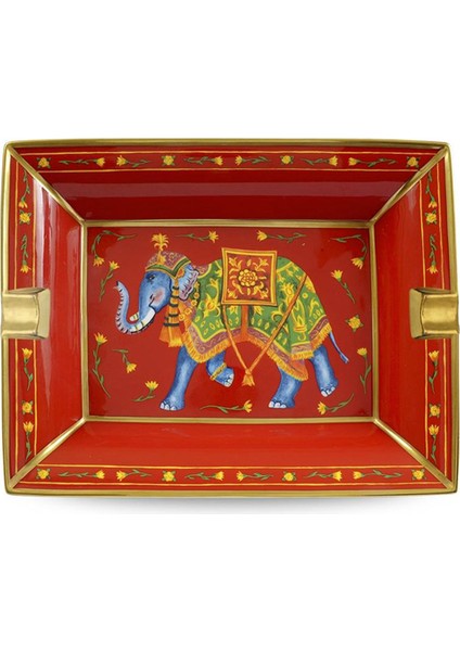 Ceremonial Indian Elephant Kırmızı Porselen Kül Tablası