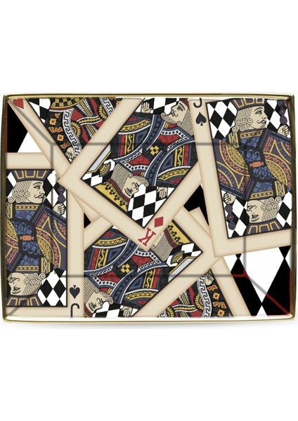 Lets Play Cards Gold Trinket Tray Dekoratif Tabak