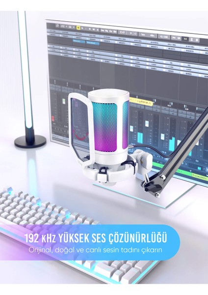 Ampligame A6VW Rgb USB Beyaz Mikrofon modelleri