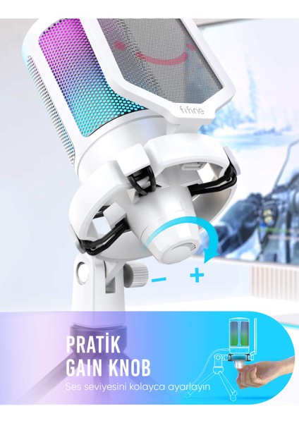 Ampligame A6VW Rgb USB Beyaz Mikrofon indirimleri