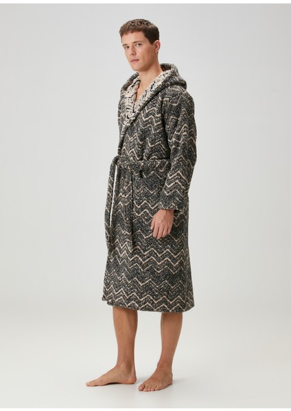 Azul Kapüşonlu Desenli Bornoz modelleri