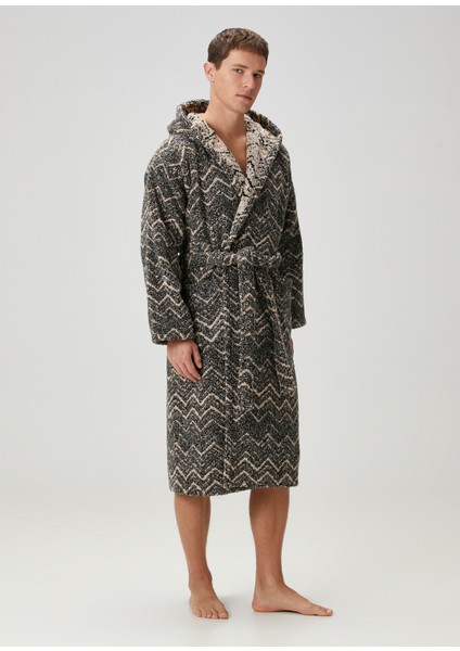 Azul Kapüşonlu Desenli Bornoz fırsatları