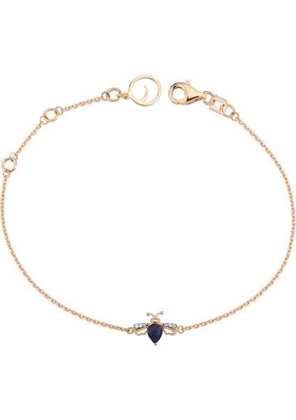 Honey Pırlantalı Renkli Taşlı Kadın Altın Bileklik