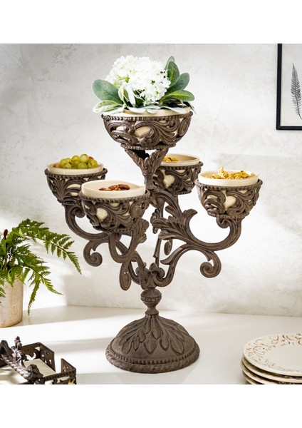 Acanthus Epergne 5'li Alüminyum Şamdan fiyatları