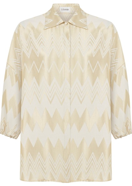 Madrid Bej Altın Sarısı Boş Kesim Kadın Gömlek