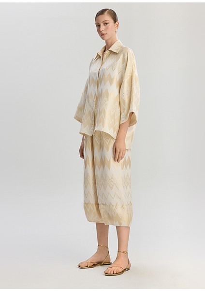 Madrid Bej Altın Sarısı Boş Kesim Kadın Gömlek fırsatları