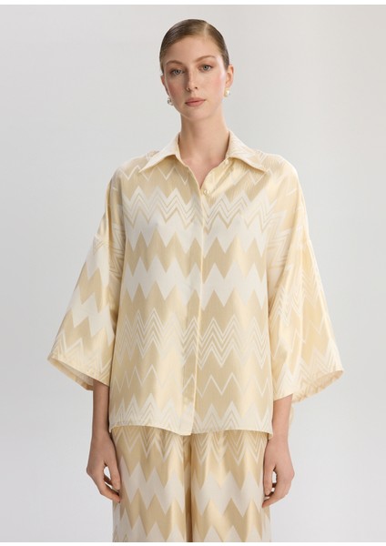 Madrid Bej Altın Sarısı Boş Kesim Kadın Gömlek indirimleri