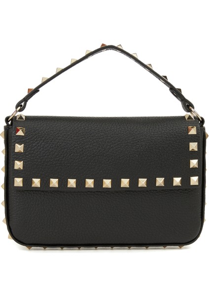 Rockstud Siyah Kadın Deri Çanta