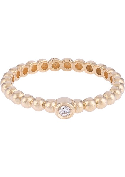 Yuvarlak Taşlı 14 Ayar Altın Unisex Yüzük fiyatları