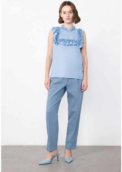 Fırfırlı Işleme Detaylı Mavi Bluz fiyatları