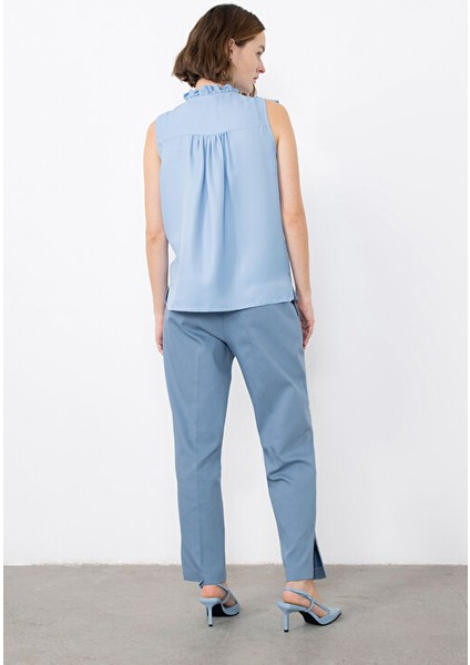 Fırfırlı Işleme Detaylı Mavi Bluz modelleri