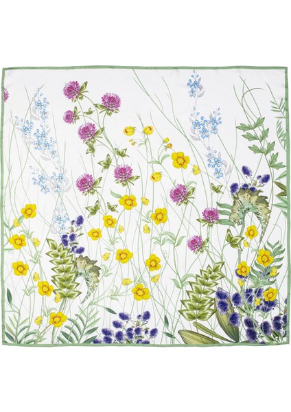 Kır Çiçeği Esintisi %100 Ipek Eşarp 90X90 cm
