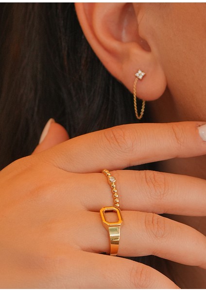 Yuvarlak Taşlı 14 Ayar Altın Unisex Yüzük fırsatları