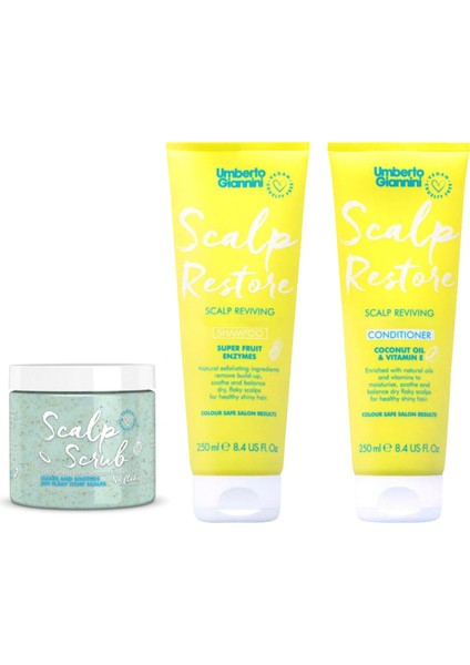 Scalp Restore Arındırıcı Şampuan + Saç Kremi + Saç Derisi Peeling'i 3'lü Bakım Seti