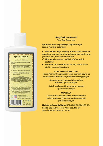 Tüm Saç Tipleri Için Nemlendirici & Parlaklık Veren Saç Bakım Kremi 250 ml fiyatları