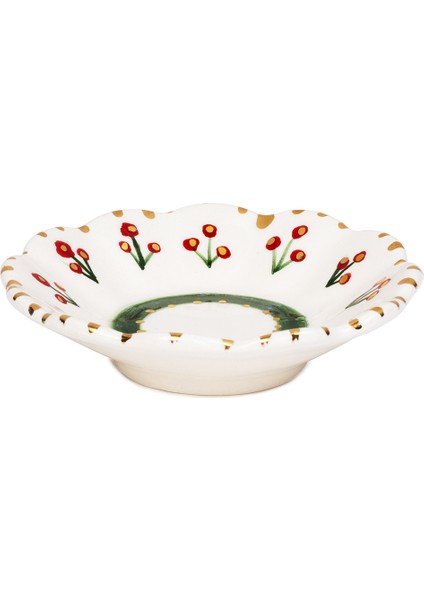 Xmas Cherry Berry Yeşil Handmade Seramik Çay Tabağı fiyatları